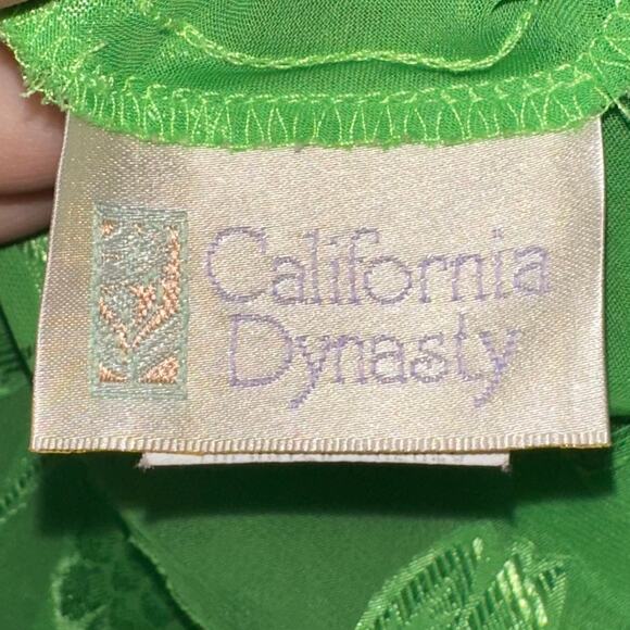 Vintage California Dynasty Green Sheer Floral Chemise Slip Nightgown Dress Small - Picture 3 of 11